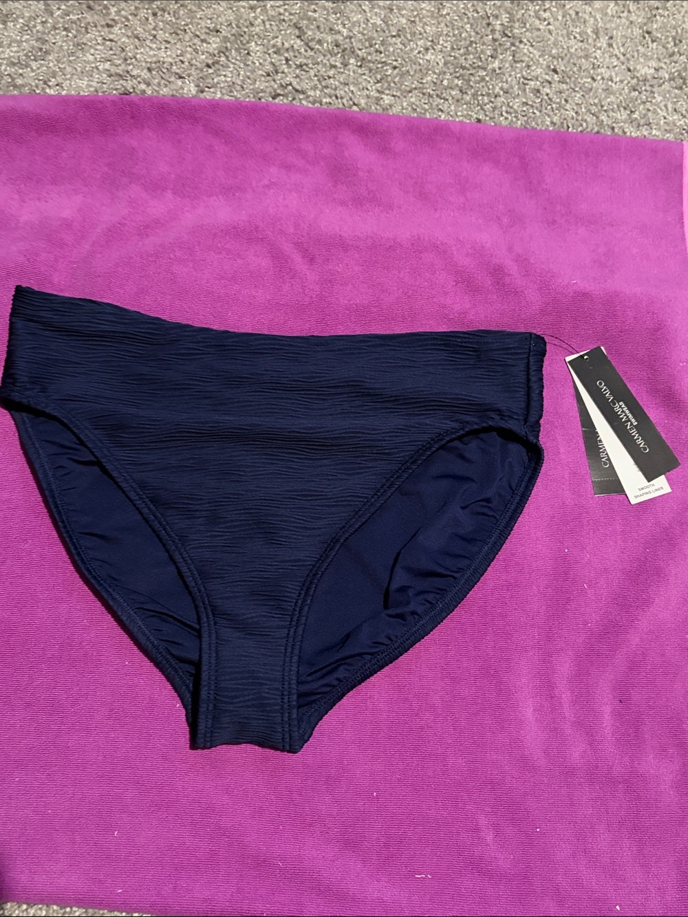 💙 Carmen Marc Valvo Swimwear Dark Navy High Waist Bikini Briefs/Bottoms.  XL